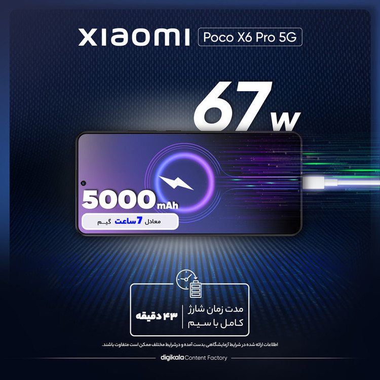 گوشی موبایل شیائومی مدل Poco X6 Pro 5G دو سیم کارت ظرفیت 512 گیگابایت و رم 12 گیگابایت